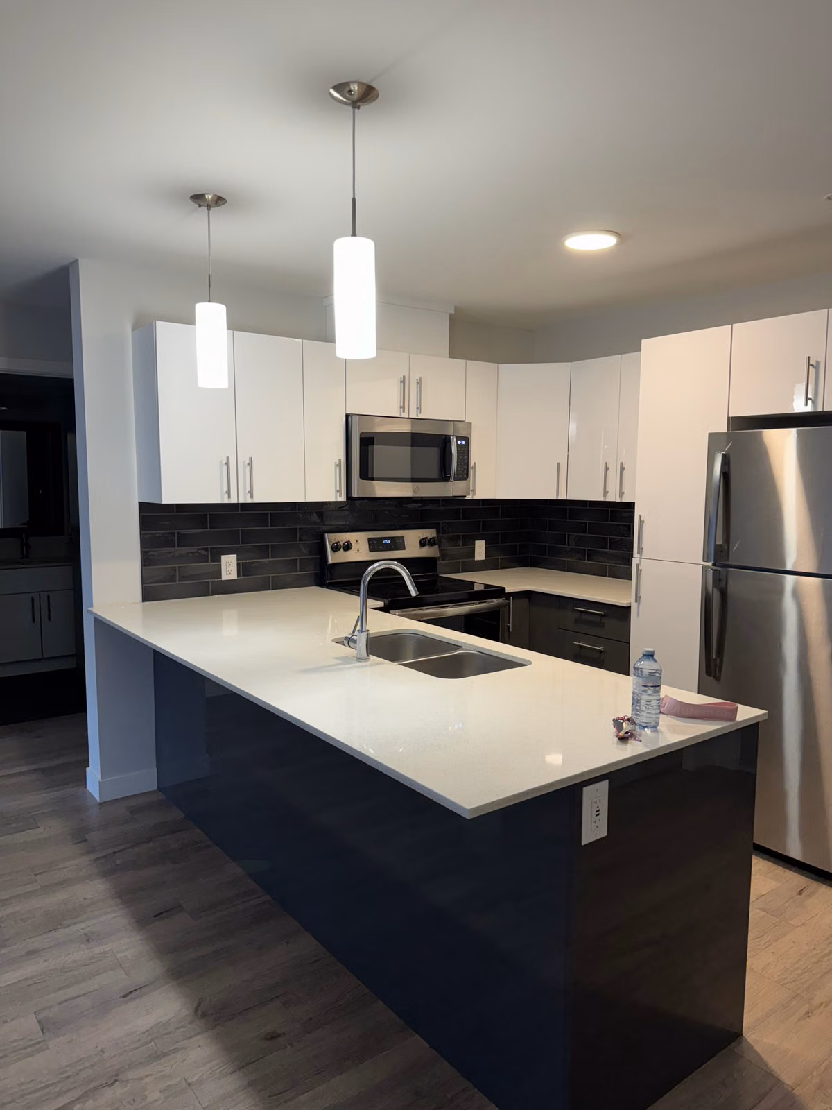 Stock photo of a sleek modern kitchen interior, for illustration only.